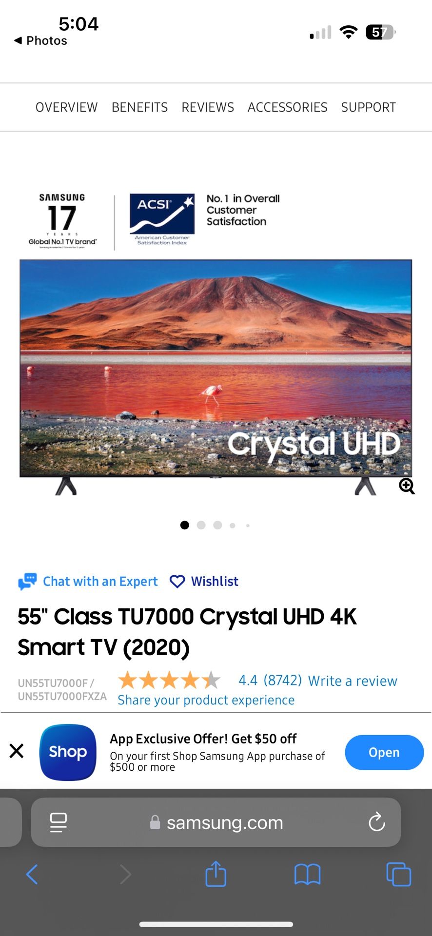 Samsung 55" Class TU7000 Crystal UHD 4K Smart TV (2020)