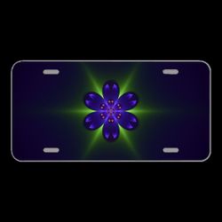 License Plate Novelty Car Front Fractal Blue Green Pattern Geometric