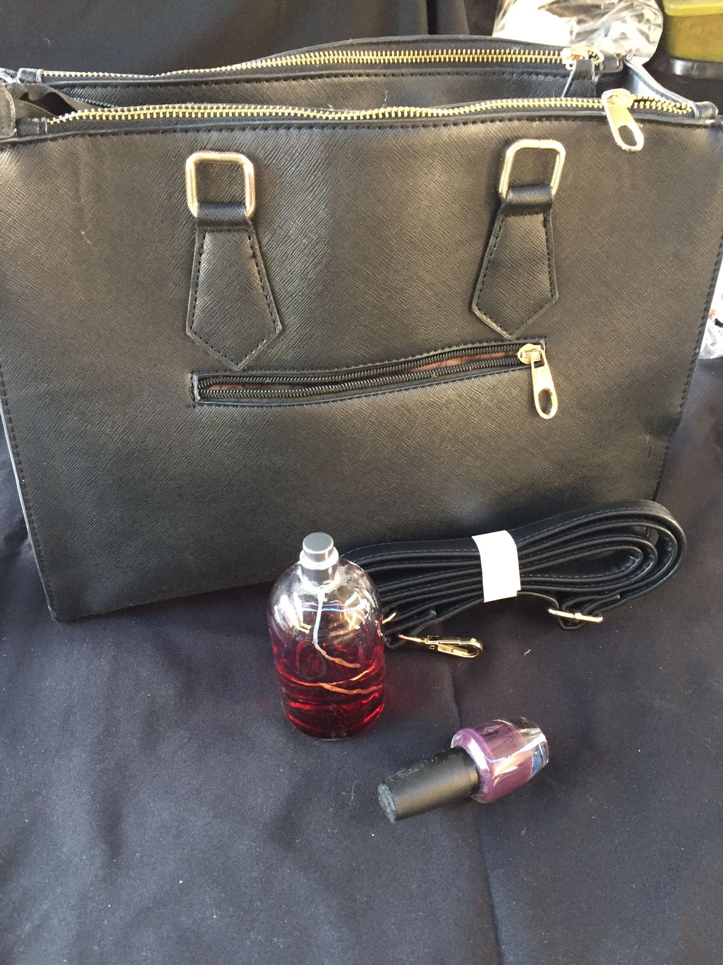 Purse, nail polis, and perfume