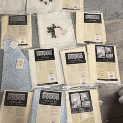 Lot NEW Of lace valances and runners a couple of Christmas
