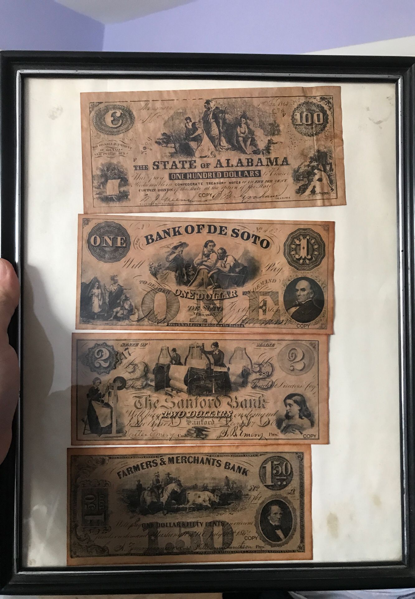 Antique dollar bills