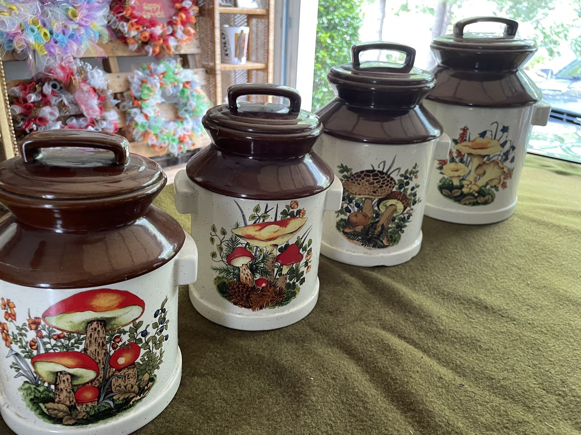 Vintage Mushroom Ceramic Canister Set