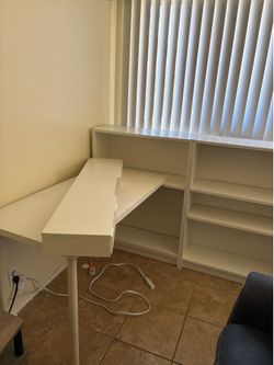 White Corner Desk with Shelving Unit