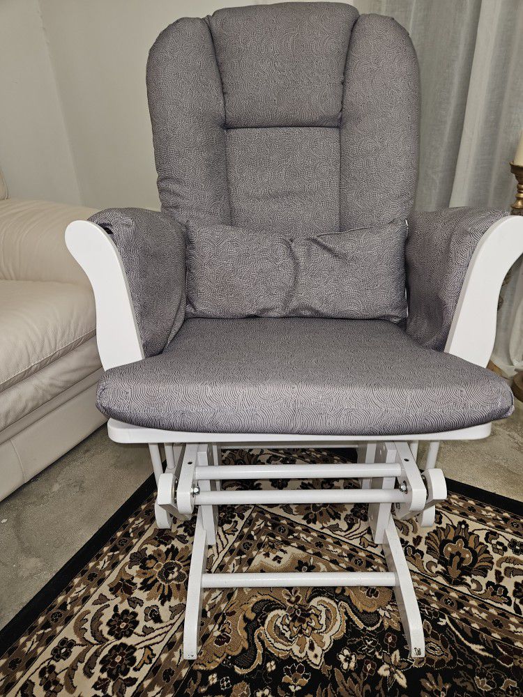 White and Gray Rocking Chair