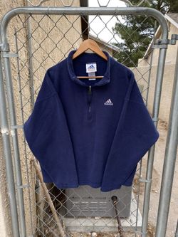 90s Adidas navy 1/4 zip cotton sweater