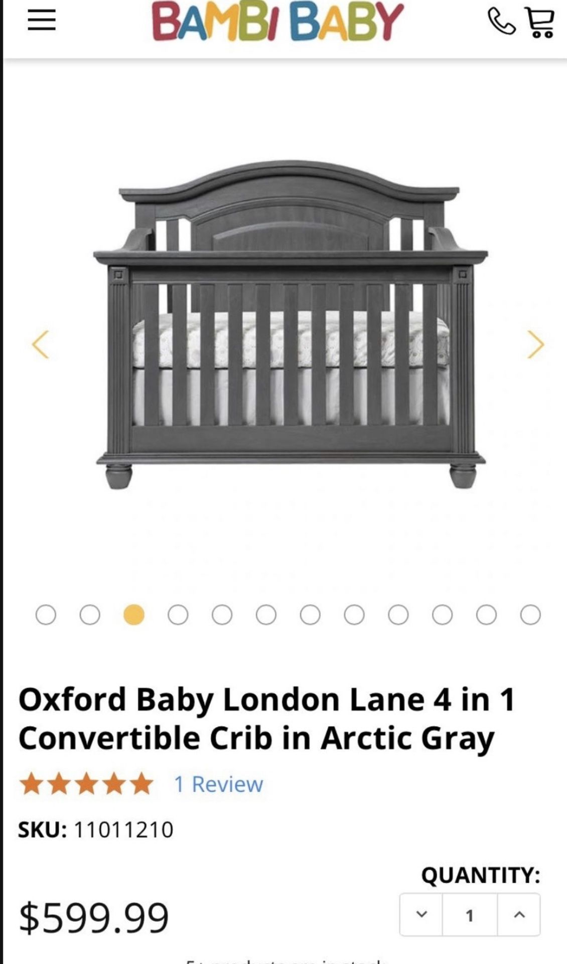 FREE NOW ) Oxford Baby London Lane Crib Arctic Gray for Sale in