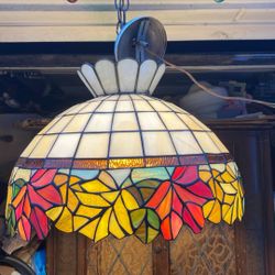 Antique Almost 100 Years Old Stain Glass Shade Tiffany Style 