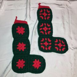 2 Vintage Crocheted Christmas Stockings