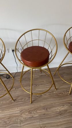 4 Gold & Orange Rust Bar Stools