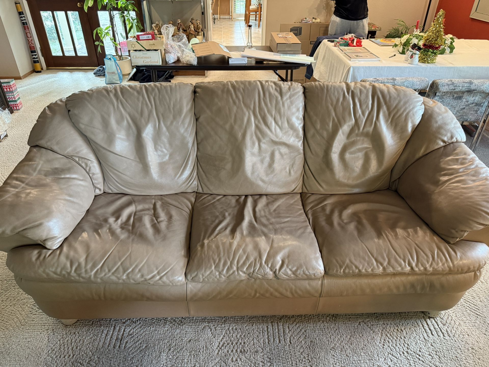 Tan Italian Leather Couch