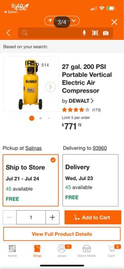 Dewalt 27 Gallon Air Compressor NEW