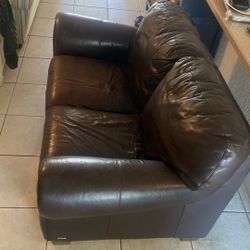 Brown Leather Love Couch