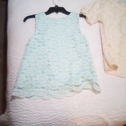 A Vintage Teal And A Vintage White Knitted Women's Tank Top