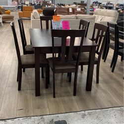 Solid Wood 7 Pc Dining Table Set 