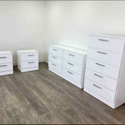 DRESSER, CHEST AND TWO NIGHTSTANDS 