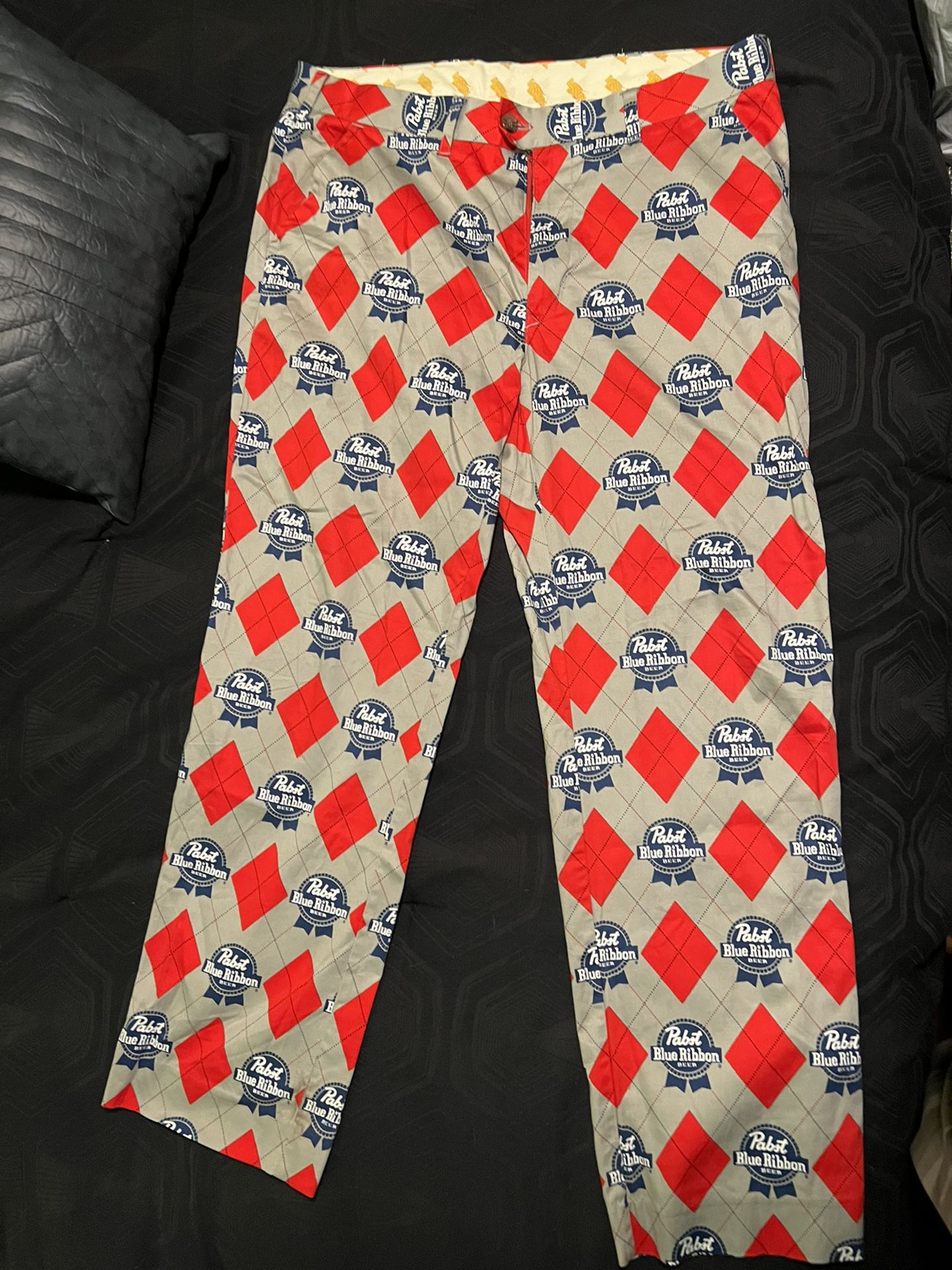 Loud Mouth golf pants very Rare  Argyle With PBR Pabst Logo
