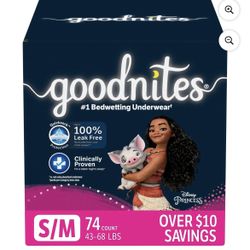 Goodnites Nighttime Bedwetting Underwear for Girls, Small (38-65 lbs.), 74 Count