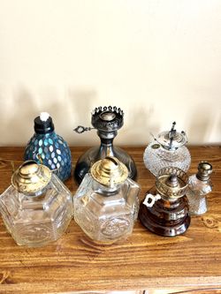 Vintage Glass Oil Lamps Collection – 6 pcs Decorative Set