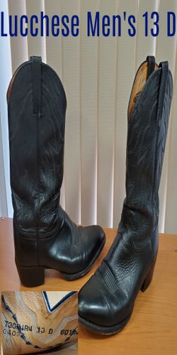 Lucchese 2000 Men's 13 D Black Leather Western Boots Style No. T3094R4