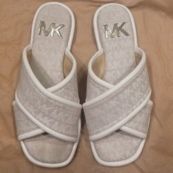 Michael Michael Kors Gideon Womens Faux Leather Criss-Cross Front Slide Sandals