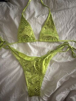 pink or green leather bikini