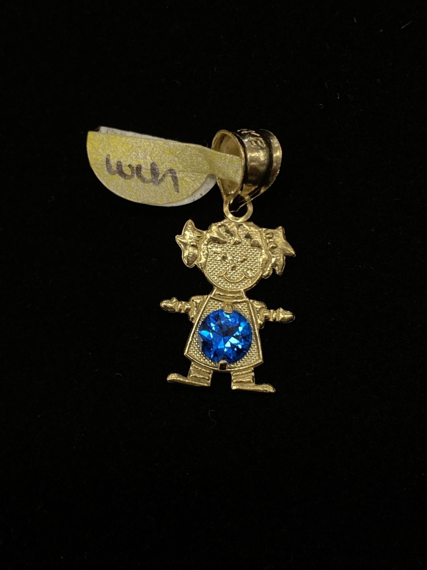 $125 Yellow Gold Girl W Blue Stone Charm
