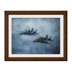 Blue Angels Close Formation Fine Art Print – 8.5x11 Matted to 11x14 | Military & Navy Wall Art