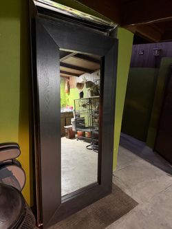 Standing Black Wooden Mirror