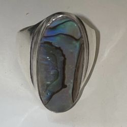 Ring oversized statement ring Sterling silver .925 and Abalone Ring Size 8.5