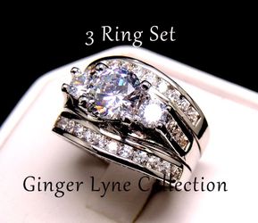 925 Sterling Silver white sapphire, wedding Ring