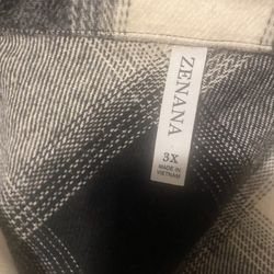 Zenana Woman’s 3XL Black/White/Gray Shacket