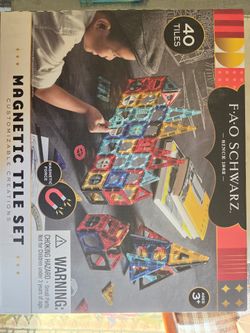 FAO Schwarz 40-Piece Magnetic Tile Building Set (STEM Toy in Box)