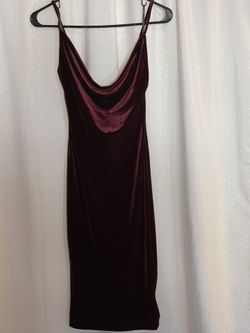 Burgundy Velvet Midi Dress 