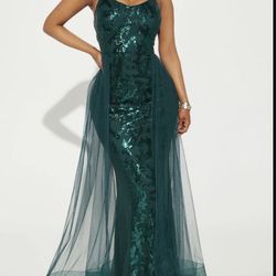 XL  Green  Maxi Dress Sequin