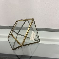 Diamond Shaped Glass And Brass Terrarium 