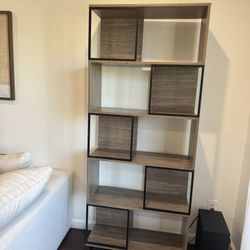 Wood Bookshelf With Black Details