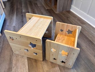 Set of 2 Montessori Convertible Wooden Chairs / Tables