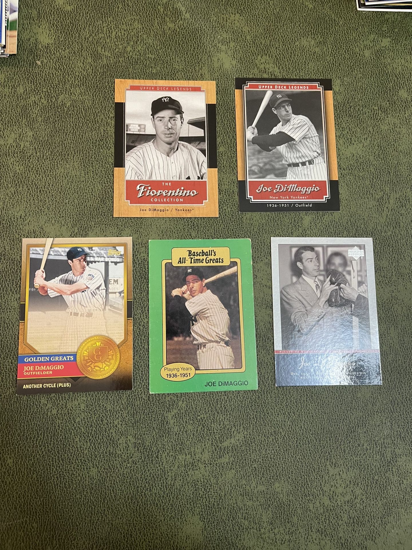 Lot Of 5 Joe DiMaggio Baseball Card Lot