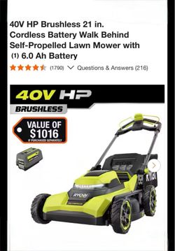 NEW RYOBI 40V HP Brushless 21 in. Cordless Battery Walk Behind Self-Propelled Lawn Mower