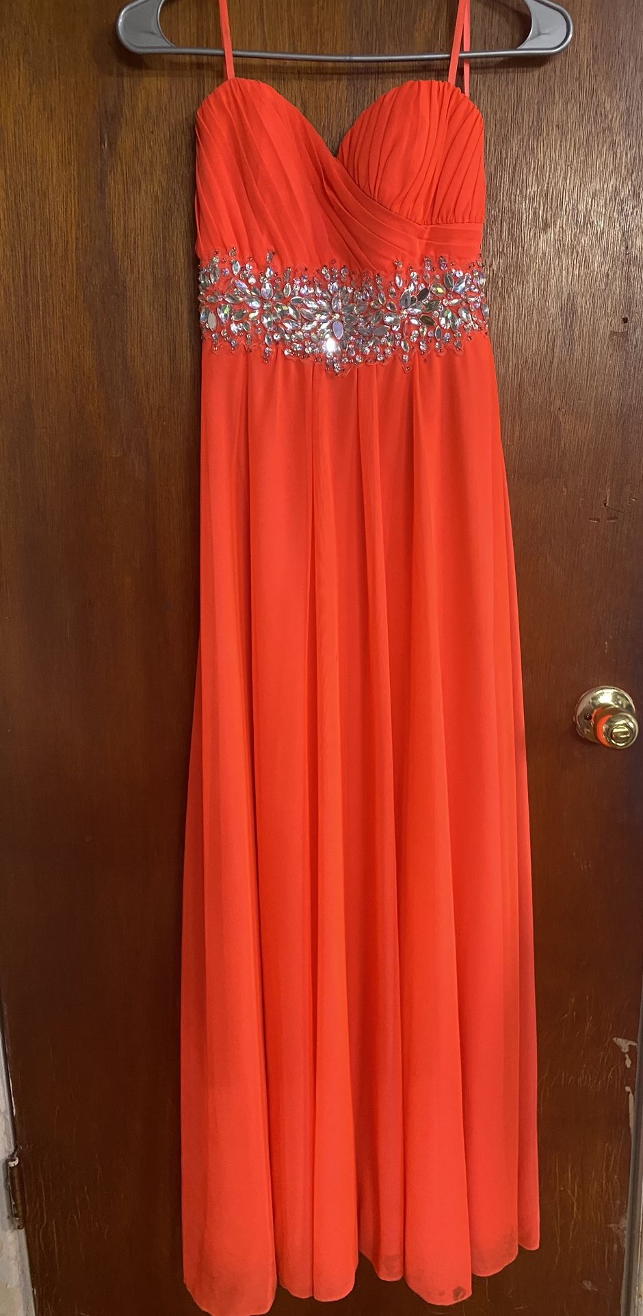 Orange strapless Dress