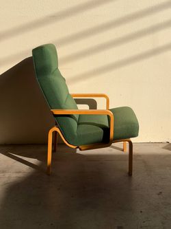 Danish Modern Lounge Chair by Magnus Olesen – Bentwood Frame, Green Upholstery, MCM Scandinavian Design