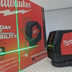 100ft Milwaukee RECHARGEABLE Green Cross & Plum Point Laser Level 