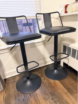 Adjustable Black Bar Stools – Set of 2