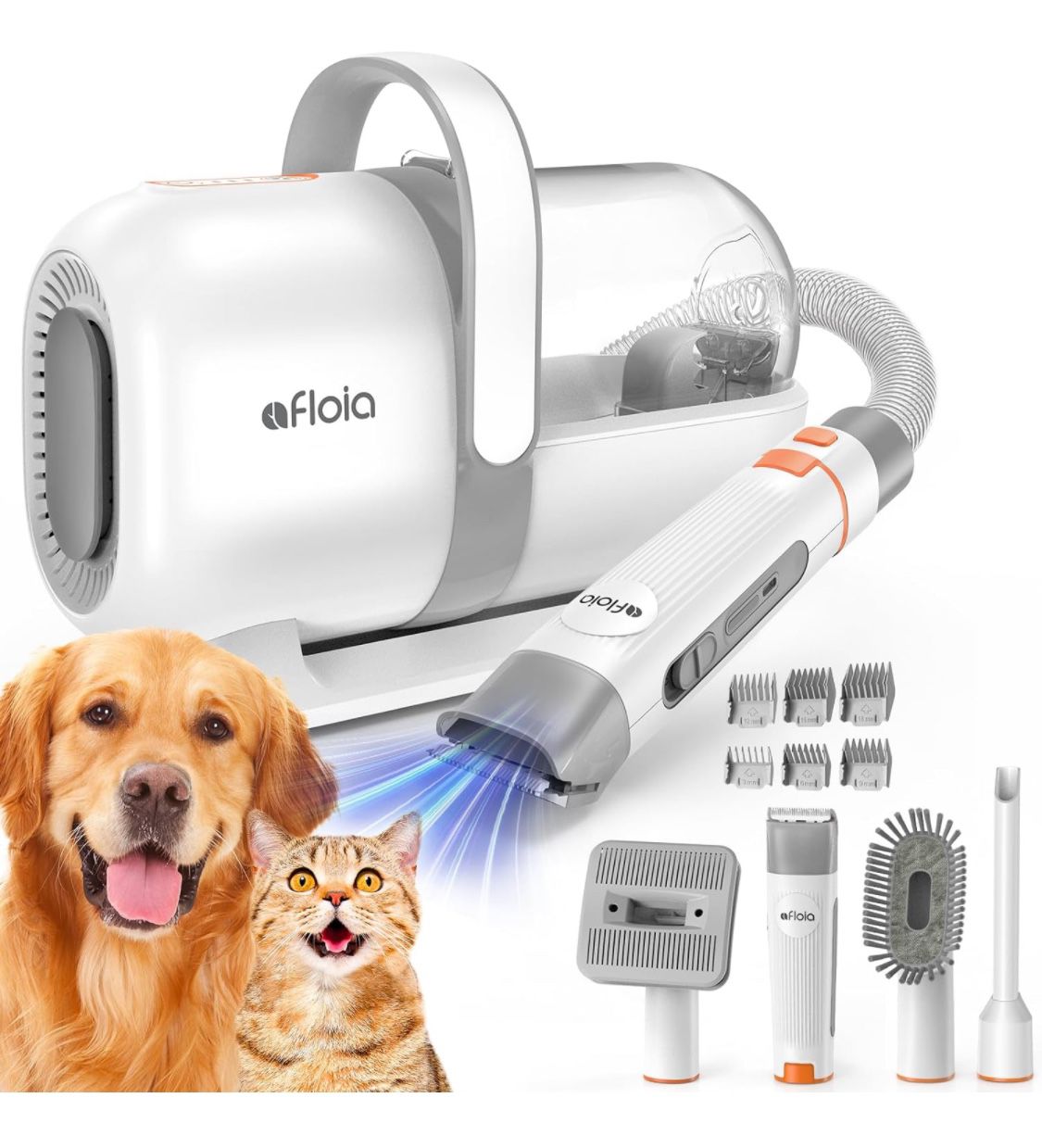 Afloia Dog Grooming Kit, Pet Grooming Vacuum & Dog Clippers & Dog Brush for Shedding with Vacuum Grooming Tools, Low Noise Dog Vacuum Hair Remover Pet