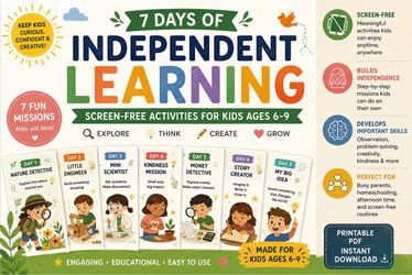 7 Days of Independent Learning Screen-Free Activities for Kids Ages 6–9