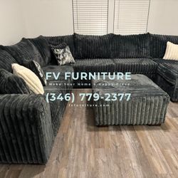 Brand New! Oversized Grey Corduroy Sectional! Finance Available 