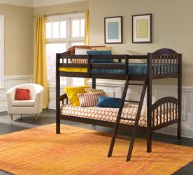 Storkcraft Long Horn Solid Hardwood Twin Bunk Bed, Espresso Twin Bunk Beds for Kids with Ladder and Safety Rail