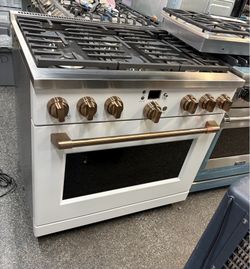 Cafe 36 inch Gas Range Stove Smart Matte White