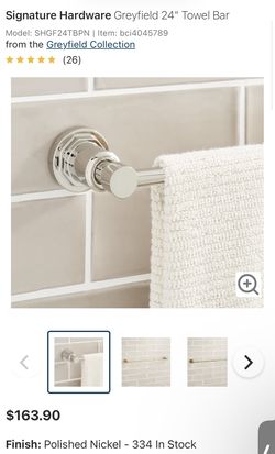 Signature Hardware Greyfield 24" Towel Bar - Polished Nickel