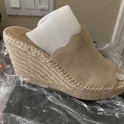 INC Beige Open Toe Pumps Wedges Free Box 